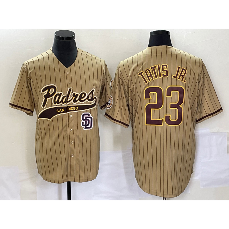 seanshop  San Diego Padres #23 Fernando Tatis Jr Tan  NEW 2023 Cool Base Stitched Jersey 2