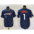 seanshop Houston Astros #1 Carlos Correa Navy  2025 City Connect With Texas Patch Limited Stitched Jersey