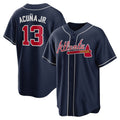 seanshop Atlanta Braves #13 Ronald Acuna Jr. Navy  Alternate Replica Player Name Jersey
