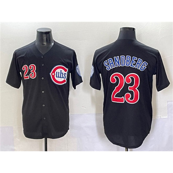 seanshop  Chicago Cubs #23 Ryne Sandberg Black  Limited Stitched Jersey