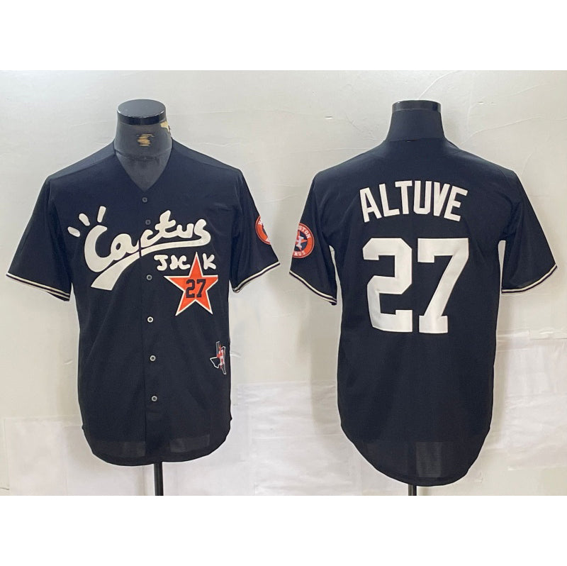 seanshop Houston Astros #27 Jose Altuve Black  Cactus Jack Cool Base Jersey