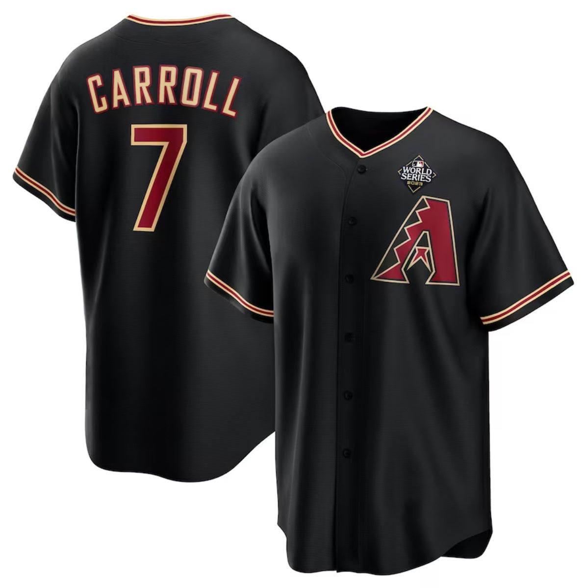seanshop  Arizona Diamondbacks #7 Corbin Carroll Black  2023 World Series Cool Base Stitched Jersey