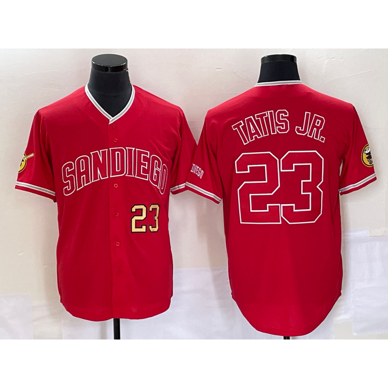 seanshop  San Diego Padres #23 Fernando Tatis Jr Number Red  NEW 2023 Cool Base Stitched Jersey