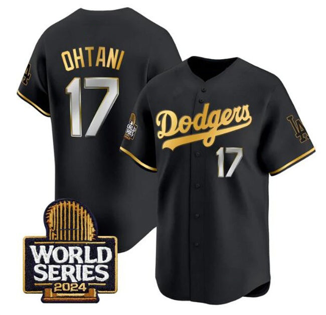 seanshop Los Angeles Dodgers #17 Shohei Ohtani Black Gold  2024 World Series Limited Stitched Jersey