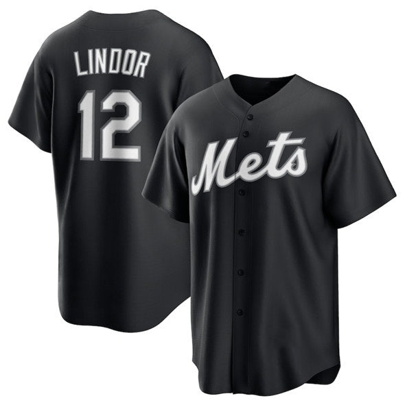 seanshop  New York Mets #12 Francisco Lindor Black  Lights Out Limited Stitched Jersey