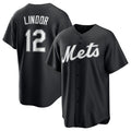 seanshop  New York Mets #12 Francisco Lindor Black  Lights Out Limited Stitched Jersey