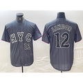 seanshop  New York Mets #12 Francisco Lindor Number Grey  2024 City Connect Cool Base Stitched Jersey 2