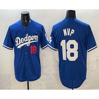 seanshop Los Angeles Dodgers #18 Yoshinobu Yamamoto MVP Blue  Limited Stitched Jersey