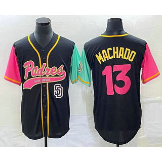 seanshop  San Diego Padres #13 Manny Machado Black  NEW 2023 City Connect Cool Base Stitched Jersey 2