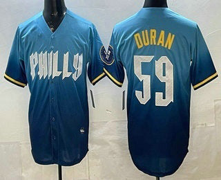seanshop  Philadelphia Phillies #59 Jhoan Duran Blue  2024 City Cool Base Jersey