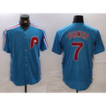seanshop  Philadelphia Phillies #7 Trea Turner Blue  Cooperstown Throwback Cool Base Jersey