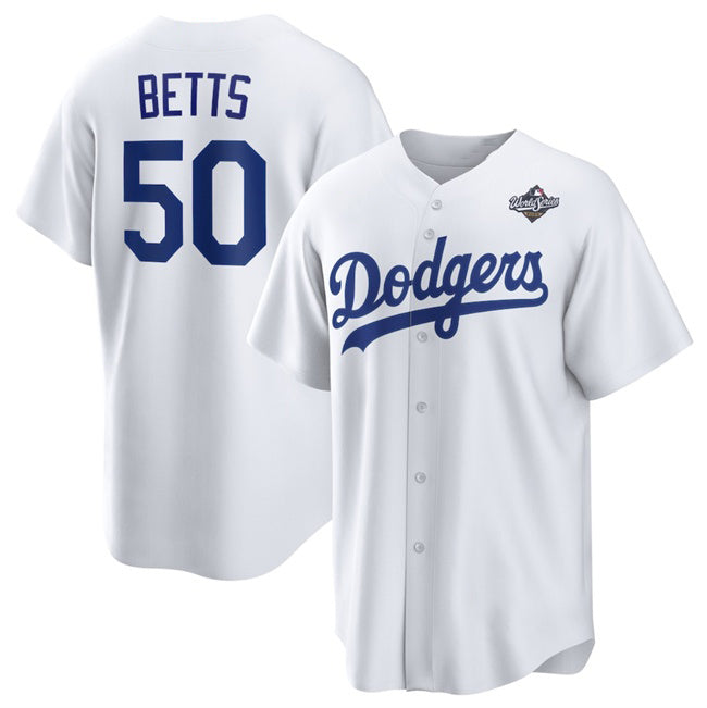seanshop Los Angeles Dodgers #50 Mookie Betts White  2025 World Series Home Cool Base Stitched Jersey