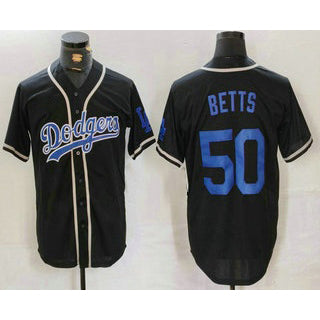 seanshop Los Angeles Dodgers #50 Mookie Betts Black  Cool Base With Patch Stitched Jersey