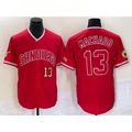 seanshop  San Diego Padres #13 Manny Machado Number Red  NEW 2023 Cool Base Stitched Jersey