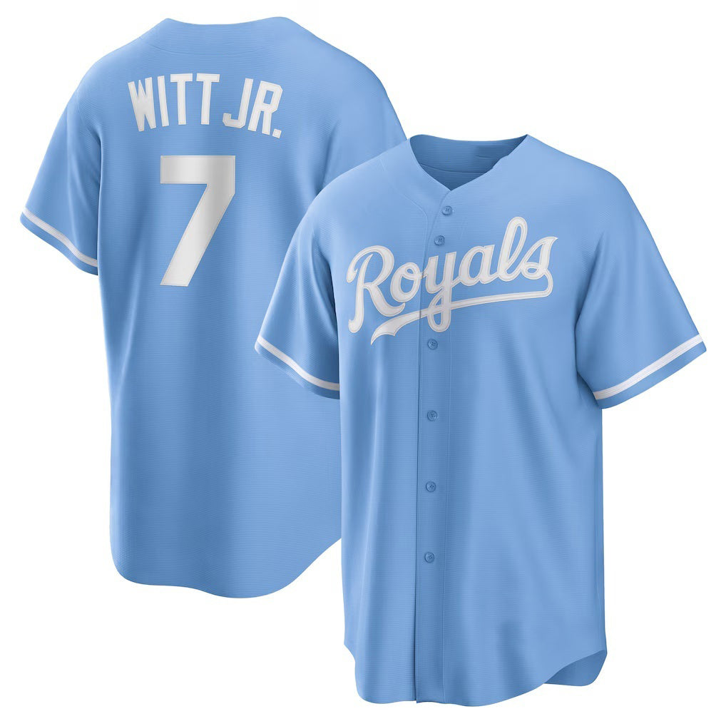 seanshop  Kansas City Royals #7 Bobby Witt Jr. Light Blue  Alternate Replica Jersey