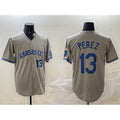 seanshop  Kansas City Royals #13 Salvador Perez Gray  2024 Away Limited Stitched Jersey