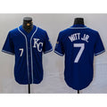 seanshop  Kansas City Royals #7 Bobby Witt Jr Number Royal  Cool Base Stitched Jersey