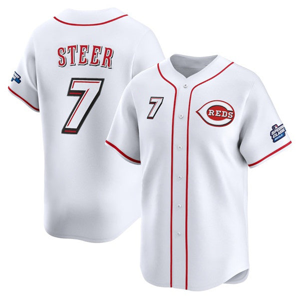 seanshop Cincinnati Reds #7 Spencer Steer White  2025 Speedway Classic Home Limited Stitched Jersey