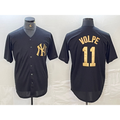 seanshop  New York Yankees #11 Anthony Volpe Black Gold  Cool Base Stitched Jersey