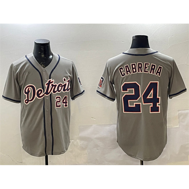 seanshop Detroit Tigers #24 Miguel Cabrera Gray  Cool Base Stitched Jersey