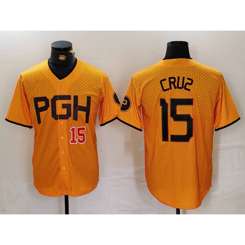 seanshop  Pittsburgh Pirates #15 Oneil Cruz Yellow  2023 City Connect Stitched Jerseys