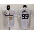 seanshop  New York Yankees #99 Aaron Judge White  Pinstripe Fashion Cool Base Jerseys 2