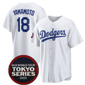 seanshop Los Angeles Dodgers #18 Yoshinobu Yamamoto White  2025 World Tour Tokyo Series Home Stitched Jersey