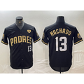 seanshop  San Diego Padres #13 Manny Machado Black Gold  With Patch Cool Base Stitched Jersey