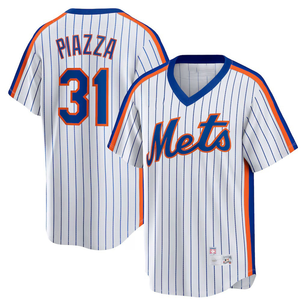 seanshop  New York Mets #31 Mike Piazza White  Home Cooperstown Collection Player Jersey