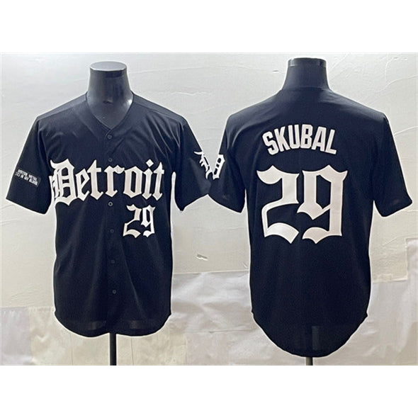 seanshop Detroit Tigers #29 Tarik Skubal Black  'Motor Gothic Edition' Vapor Premier Limited Stitched Jersey