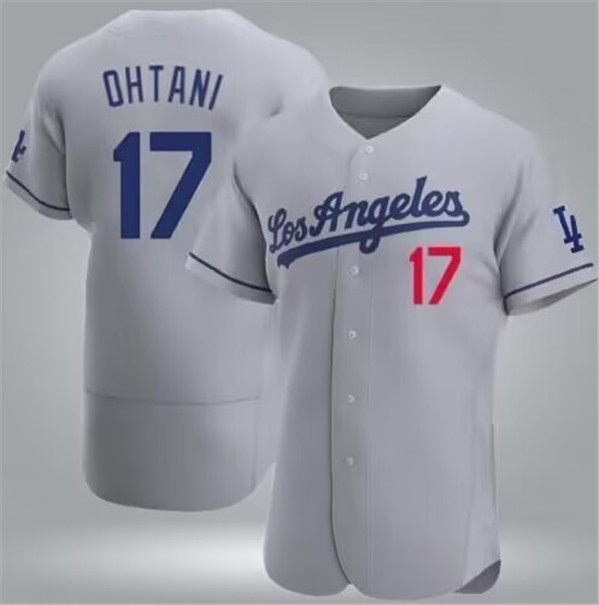 seanshop Los Angeles Dodgers #17 Shohei Ohtani Gray  Flex Base Stitched Jersey