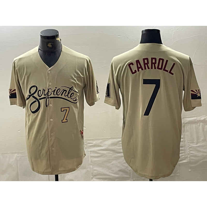 seanshop  Arizona Diamondbacks #7 Corbin Carroll Number 2021 Gold  City Connect Cool Base Stitched Jersey 2