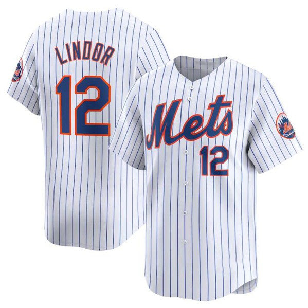 seanshop  New York Mets #12 Francisco Lindor White  2024 Home Limited Stitched Jersey