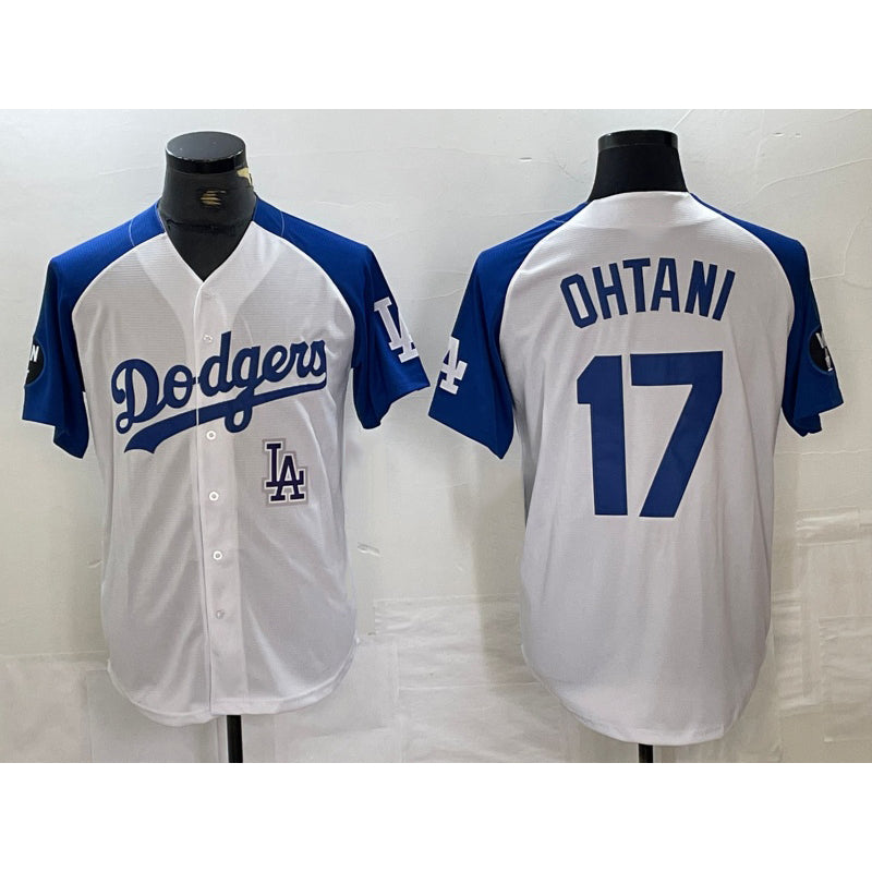 seanshop Los Angeles Dodgers #17 Shohei Ohtani White Blue  Fashion Stitched Cool Base Limited Jersey 2