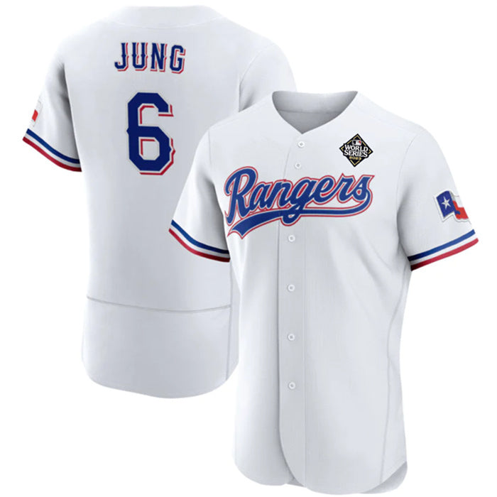 seanshop  Texas Rangers #6 Josh Jung White  2023 World Series Flex Base Stitched Jersey