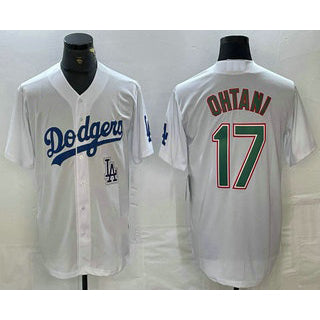seanshop Los Angeles Dodgers #17 Shohei Ohtani White Green  Stitched Cool Base Jersey 2