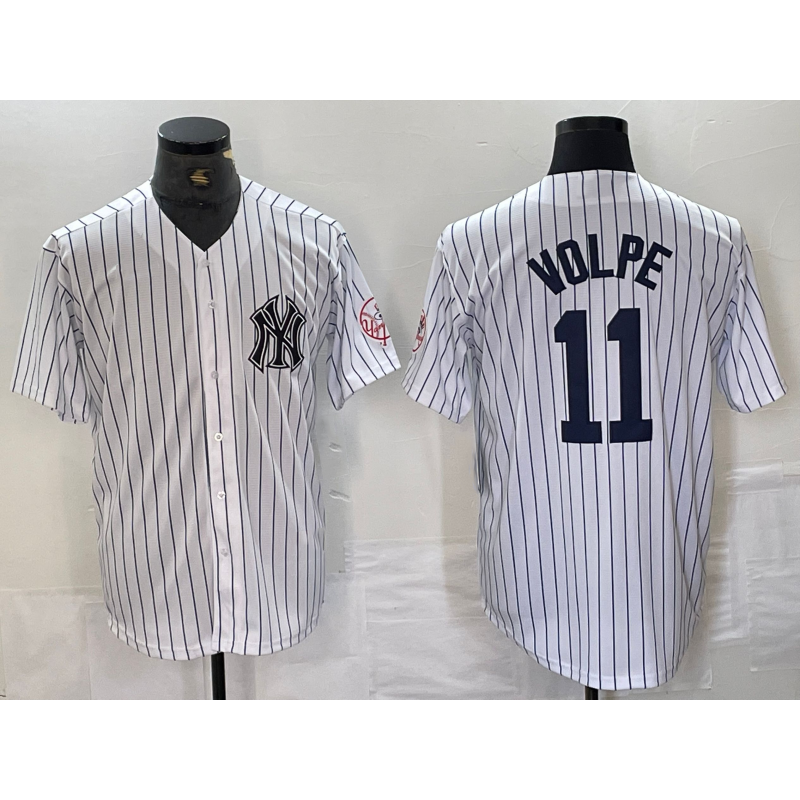seanshop  New York Yankees #11 Anthony Volpe Name White  With Patch 2024 Cool Base Stitched Jersey