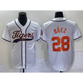 seanshop Detroit Tigers #28 Javier B¨¢ez  White Cool Base Stitched Jersey