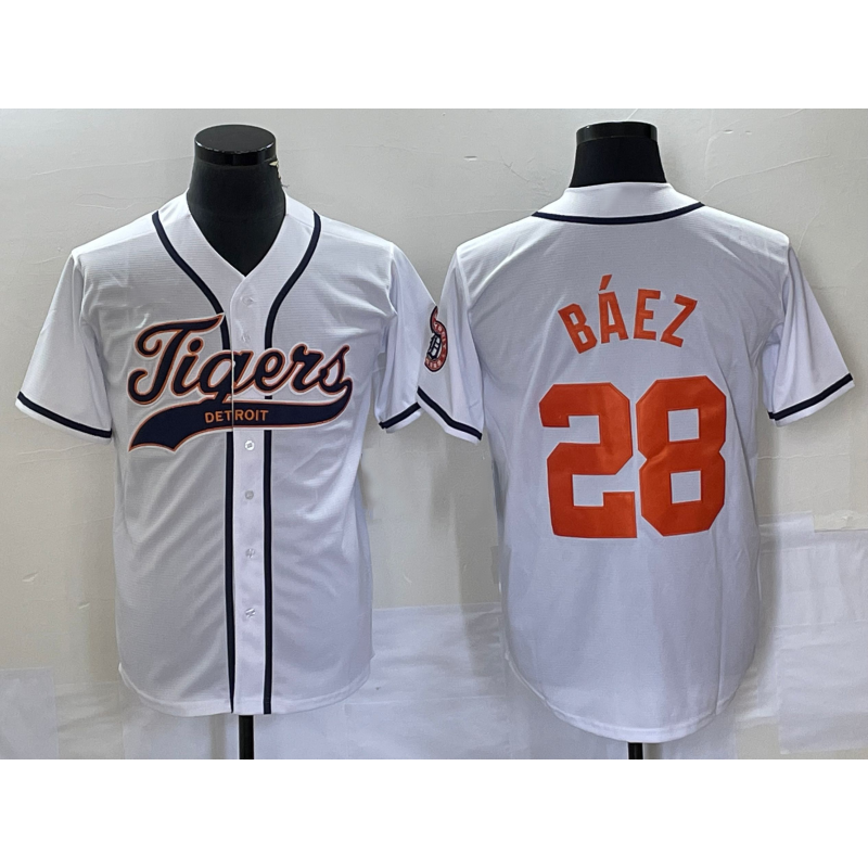 seanshop Detroit Tigers #28 Javier B¨¢ez  White Cool Base Stitched Jersey