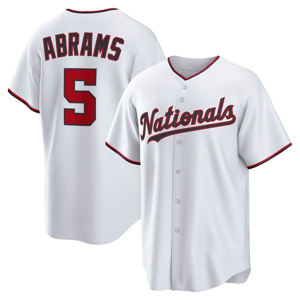 seanshop   Washington Nationals #5 CJ Abrams White  Home Replica Jersey