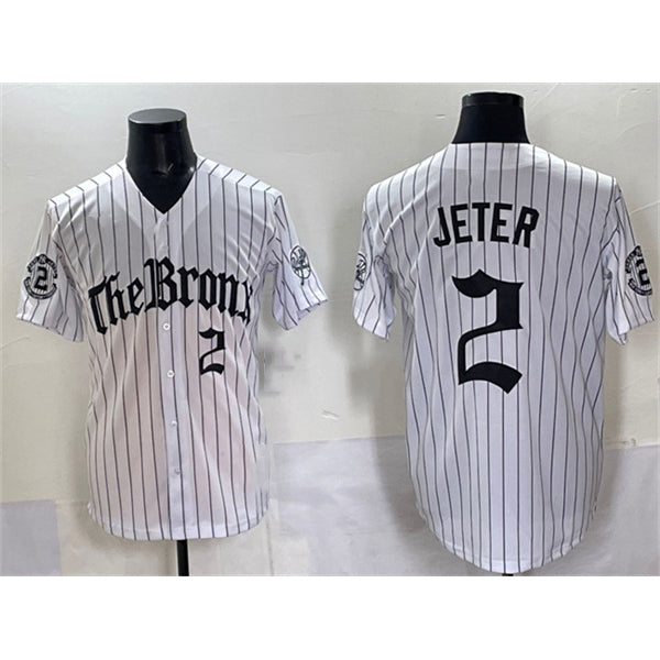 seanshop  New York Yankees #2 Derek Jeter White  Pinstripe 'Gothic Legacy Edition' Vapor Premier Limited Stitched Jersey