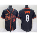 seanshop Baltimore Orioles #8 Cal Ripken Jr Black  With Patch Cool Base Stitched Jersey