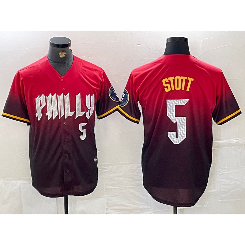 seanshop  Philadelphia Phillies #5 Bryson Stott Red  2024 City Player Number Cool Base Jersey