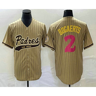 seanshop  San Diego Padres #2 Xander Bogaerts Tan  Pinstripe 2023 City Connect Cool Base Stitched Jersey