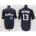 seanshop  San Diego Padres #13 Manny Machado Black  Gothic Edition Vapor Limited Stitched Jersey