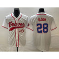 seanshop Atlanta Braves #28 Matt Olson White  Cool Base With Patch Stitched Jersey