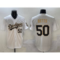 seanshop Los Angeles Dodgers #50 Mookie Betts White Gold  Limited Stitched Jersey