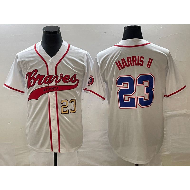 seanshop Atlanta Braves #23 Michael Harris II Number White  Cool Base With Patch Stitched Jersey