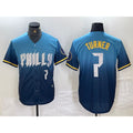 seanshop  Philadelphia Phillies #7 Trea Turner Number Blue  2024 City Connect Limited Stitched Jersey 2