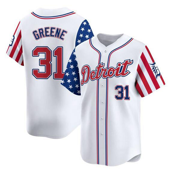 seanshop Detroit Tigers #31 Riley Greene White  2025 Independence Day Vapor Premier Limited Stitched Jersey